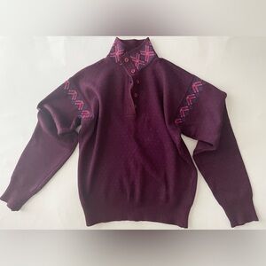 Women's Purple Sweater with Patterned Accents